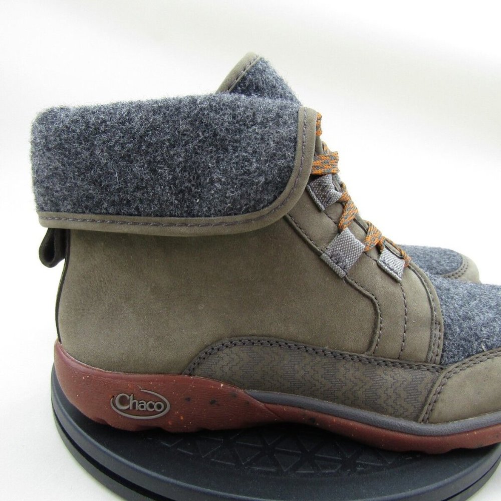 Chaco Nickel Gray Chukka Shoes Womens Size 6 Leather Wool Lace Up Performance